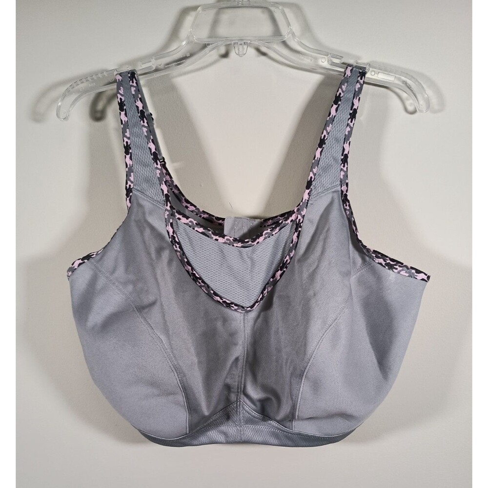 Glamorise Full-Figure No-Bounce Gray Wireless Sports Bra 1066 Plus Size 46 DD